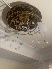 Deckenlüster Swarovski mit Strassbehang in Gold