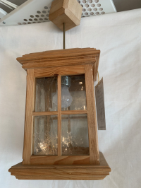 Holzlaterne mit Antikglas handgefertigt